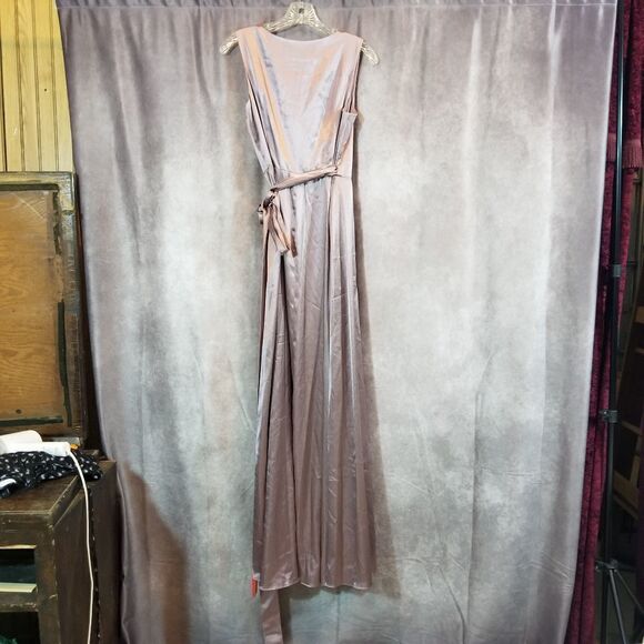 Jenny Packham Sleeveless Stretch Wrap Dress with Sash French Truffle size US6 - Picture 3 of 11
